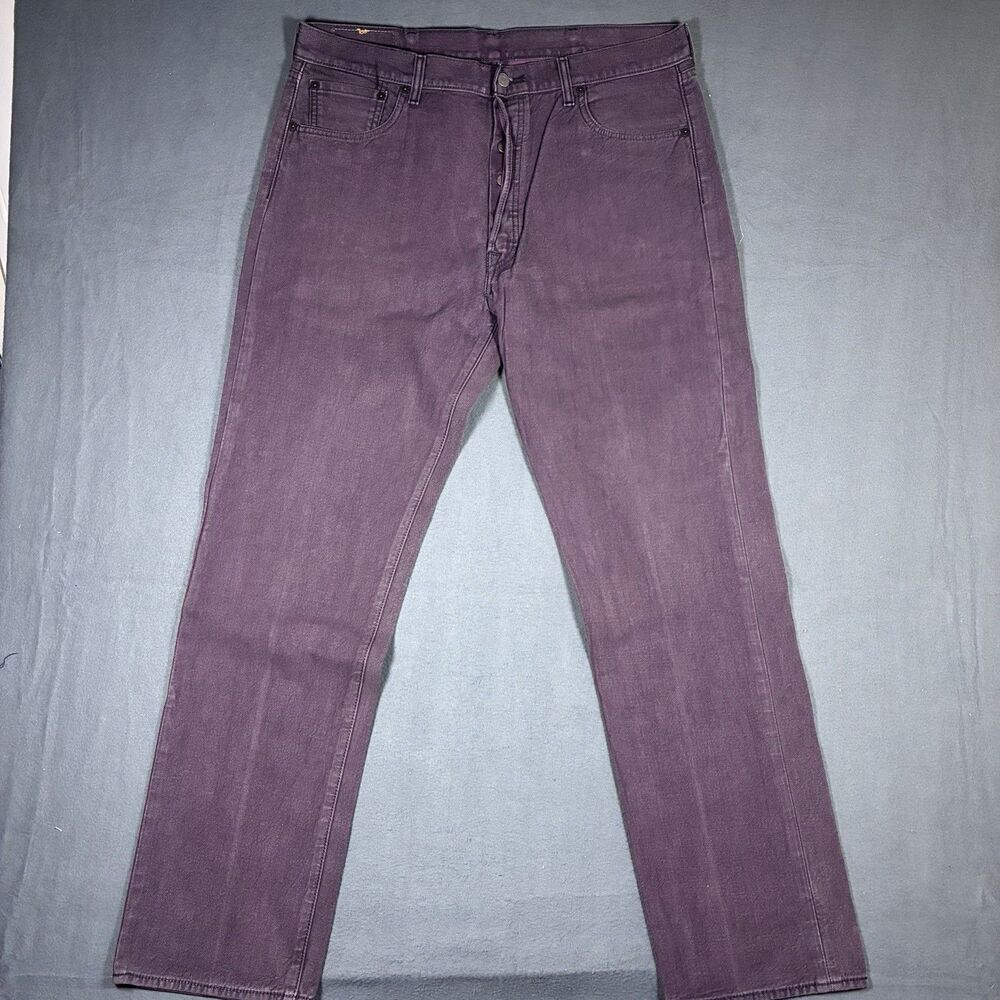Levi's 501 Jeans Mens Size 36x32 Purple Straight Dark Wash Denim Casual 5 Pocket